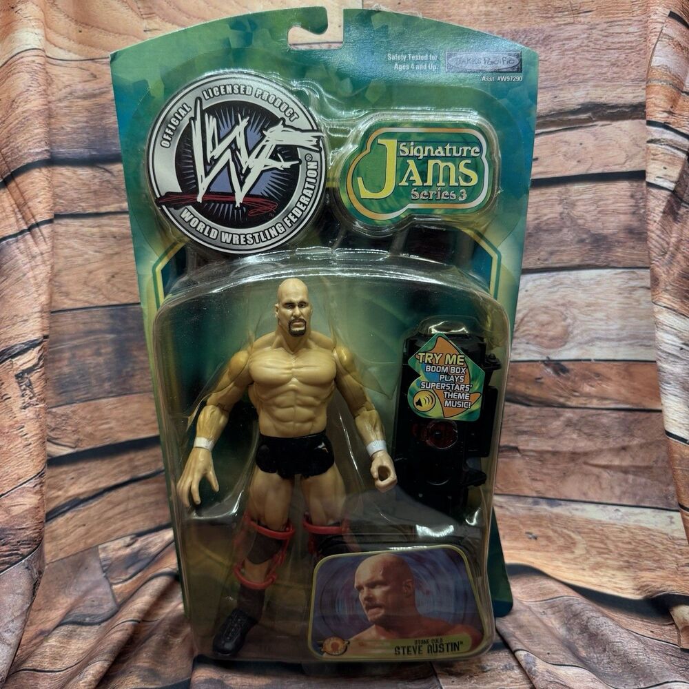 Vintage WWF Stone Cold Steve Austin Signature Jams Series 3 Figure Jakks 2001